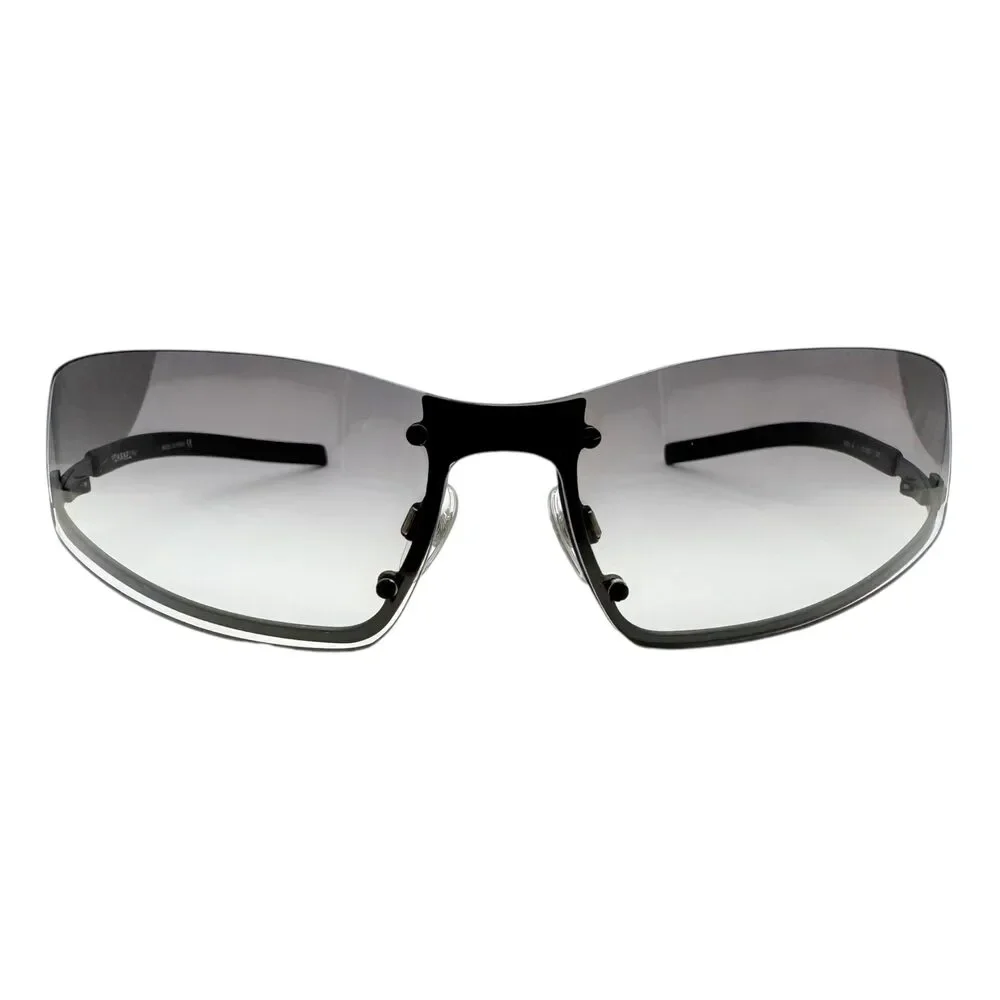 Chanel 4066-B Gray Gradient Lens Bottom Rim & Crystal Arm Sunglasses w/ Case